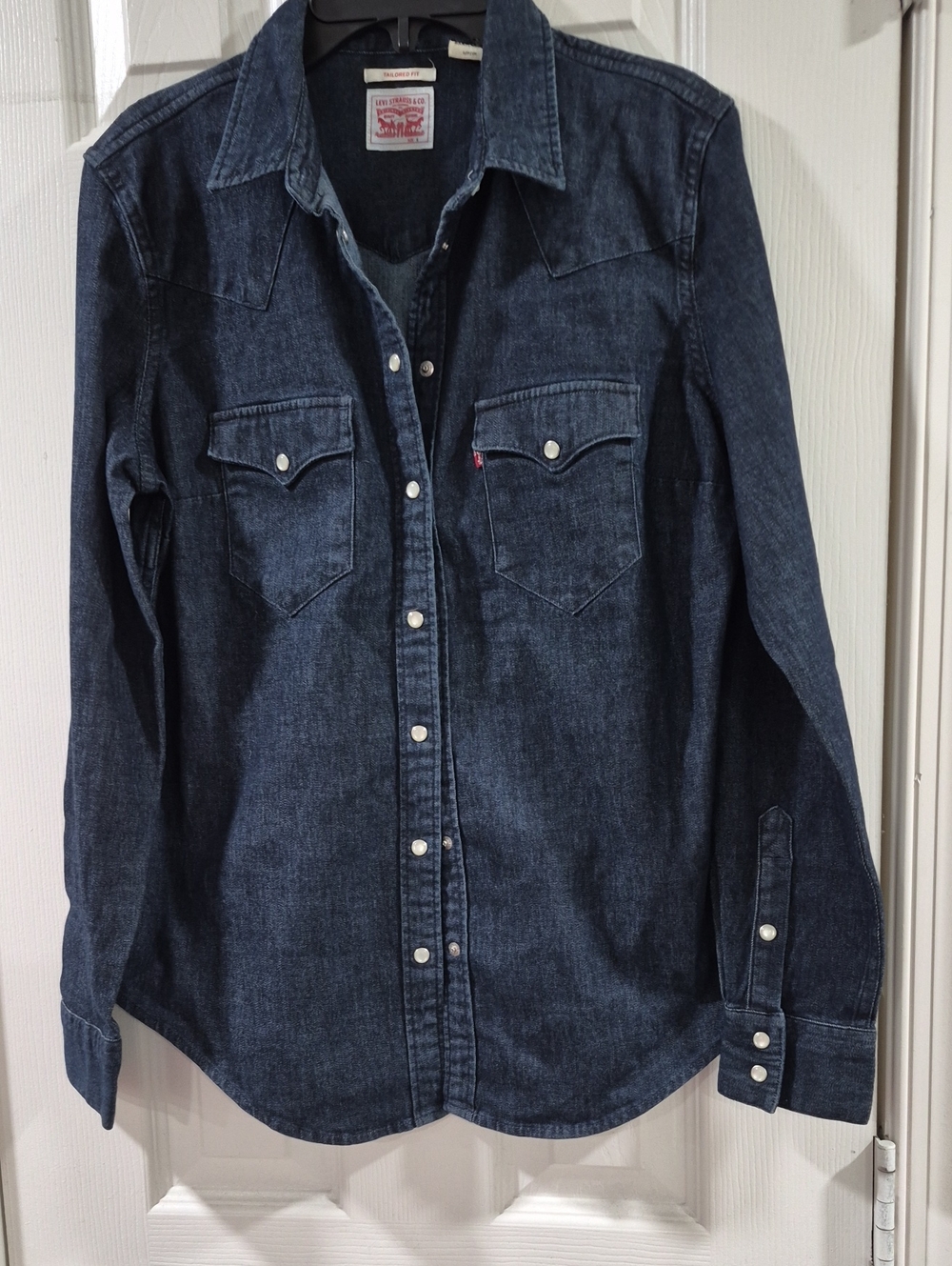 Levi's Dark Indigo Denim Shirt with Red Logo Patch